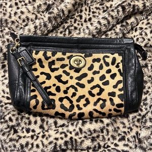 Coach Leopard Park Haircalf Large Clutch (F49871)